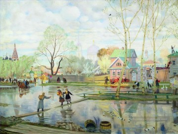 printemps 1921 Boris Mikhailovich Kustodiev paysage de jardin Peinture à l'huile